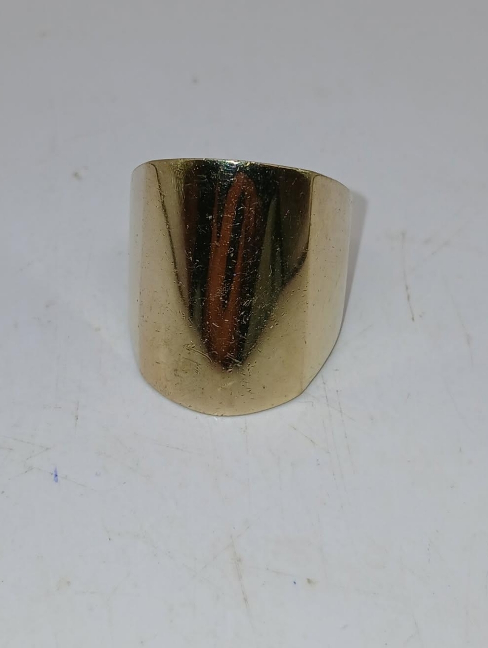 Sterling Silver 925 Gold Tone Cigar Band Modern Chunky Statement Ring sz 11